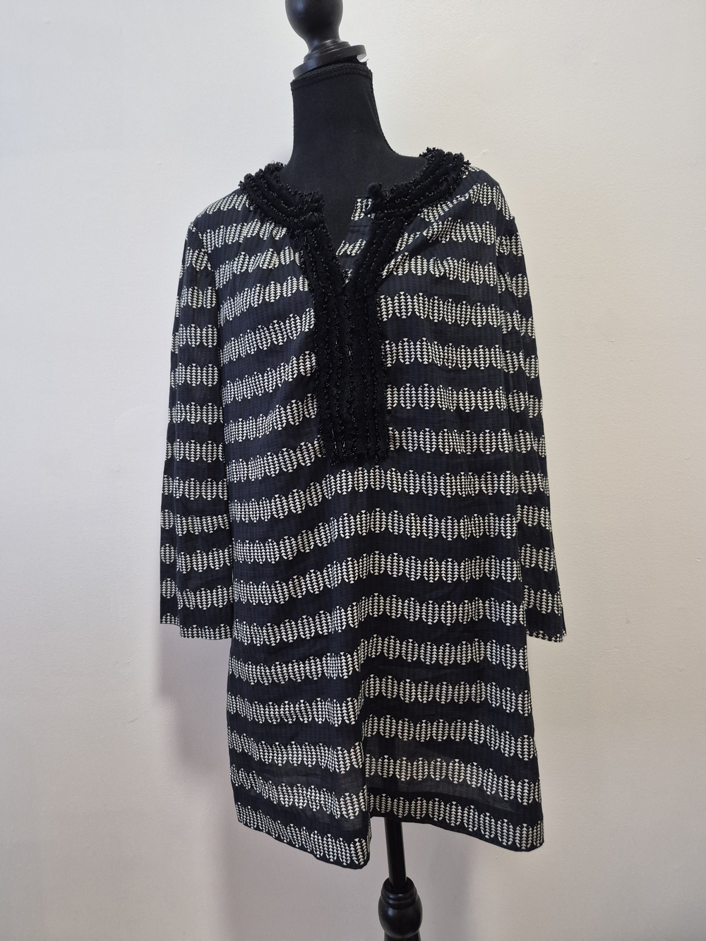Tory Burch Black and White Patterned Women's Sweater Tunic